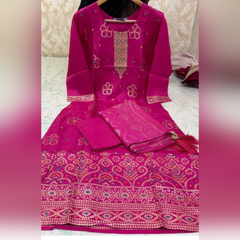 Vibrant Pink Embroidered Traditional Dress